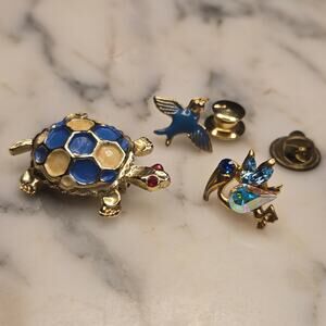 Vintage Enamel & Rhinestone Critter Brooches